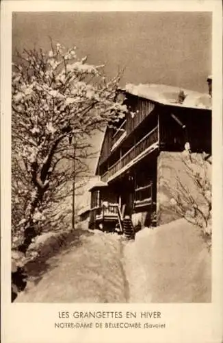 Ak Notre Dame de Bellecombe Savoie, Les Grangettes im Winter