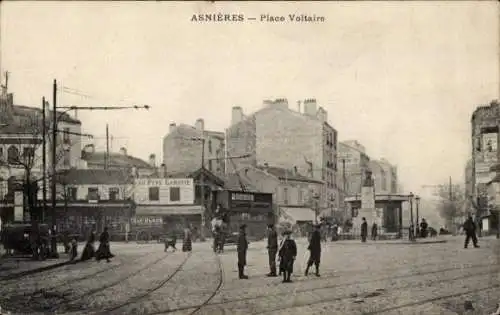 Ak Asnières-sur-Seine Hauts-de-Seine, Place Voltaire