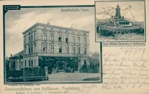 Ak Magdeburg an der Elbe, Gesellschaftshaus zum Kyffhäuser, Kaiser Wilhelm Denkmal Kyffhäuser