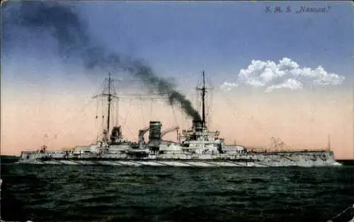 Ak Deutsches Kriegsschiff, S.M.S. Nassau, Kaiserliche Marine