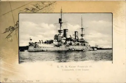 Ak Deutsches Kriegsschiff, S.M.S. Kaiser Friedrich III., Kaiserliche Marine