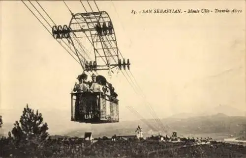 Ak Donostia San Sebastian Baskenland, Überfahrt mit der Seilbahn, Ulia Berg