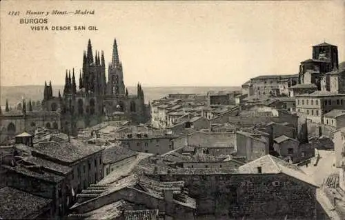 Ak Burgos Kastilien und León, Blick von San Gil, Blick auf die Stadt