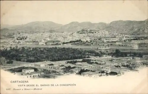 Ak Cartagena Murcia Spanien, Blick aus dem Viertel La Concepción