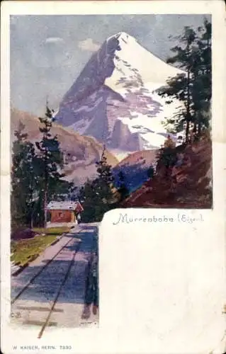 Künstler Ak Kanton Bern, Eiger, Mürrenbahn