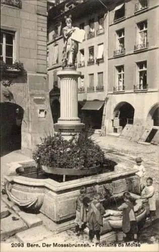 Ak Bern Stadt Schweiz, Mosesbrunnen, Kinder