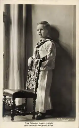 Ak Erbprinz Johann Leopold von Sachsen Coburg Gotha, Kinderportrait, Matrosenanzug, NPG 4192