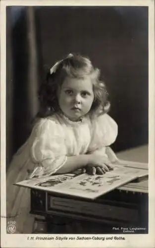 Ak Prinzessin Sibylla von Sachsen Coburg Gotha, Kinderportrait, Buch, NPG 4190