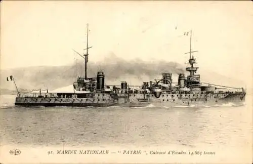 Ak Französisches Kriegsschiff Patrie, Französische Marine