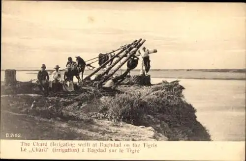 Ak Bagdad Irak, Bewässerungsbrunnen, Tigris