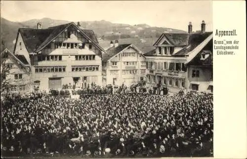 Ak Appenzell Kanton Innerrhoden, Gruß von der Landsgemeinde, Eidschwur