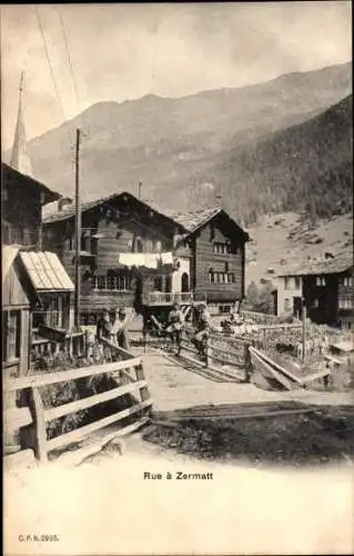 Ak Zermatt Kanton Wallis Schweiz, eine Straße