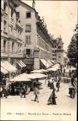 Ak Genf Genf Schweiz, Blumenmarkt, Place du Molard