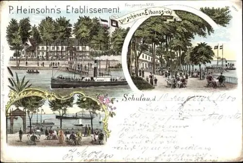 Litho Schulau Wedel an der Elbe, Etablissement zur schönen Elbaussicht