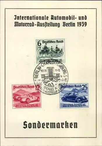 Briefmarken Ak Int. Automobil und Motorrad Ausstellung Berlin 1939, Dresdner Bank, Länderbank Wien