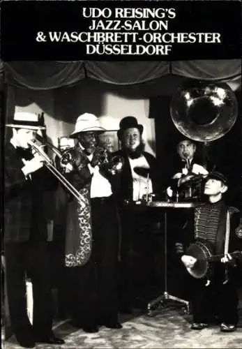 Ak Schauspieler und Sänger Udo Reising, Portrait mit Waschbrett-Orchester, Autogramm