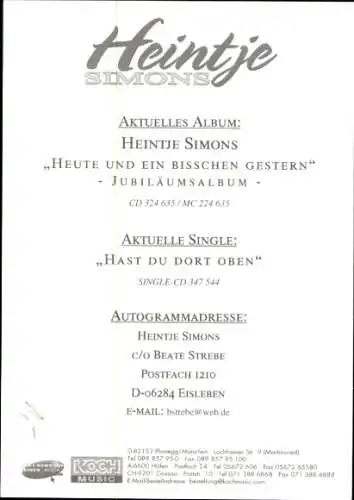 Ak Schauspieler und Sänger Heintje Simons, Portrait, Autogramm