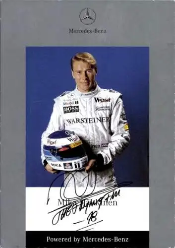 Ak Schauspieler und Rennfahrer Mika Häkkinen, Portrait, Autogramm, Mercedes-Benz