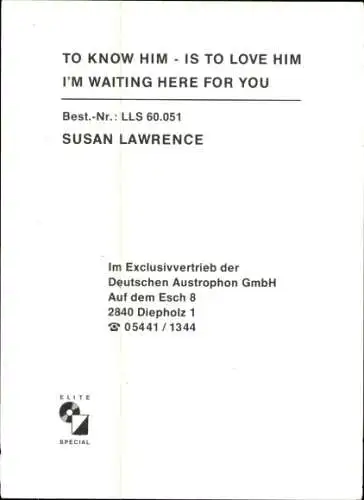 Ak Schauspielerin und Sängerin Susan Lawrence, Portrait, Autogramm