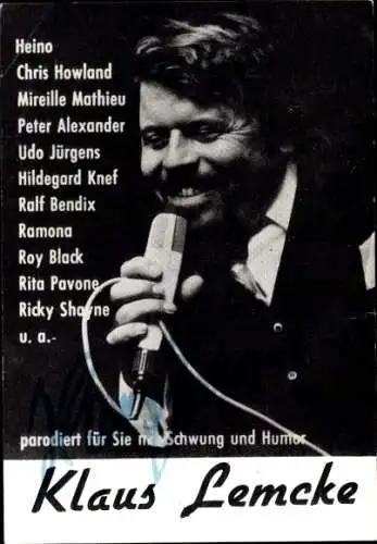 Ak Schauspieler Klaus Lembke, Portrait, Autogramm