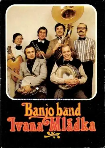 Ak Musikgruppe Banjo Band Ivana Mládka, Gruppenbild, Autogramme