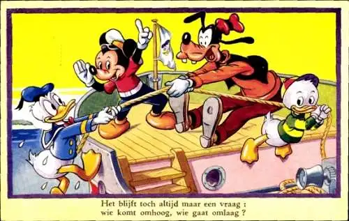 Künstler Ak Walt Disney, Mickey Maus, Donald Duck, Goofy