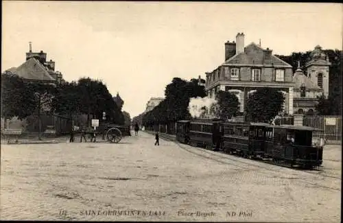 Ak Saint Germain en Laye Yvelines, Place Royale, Dampflok