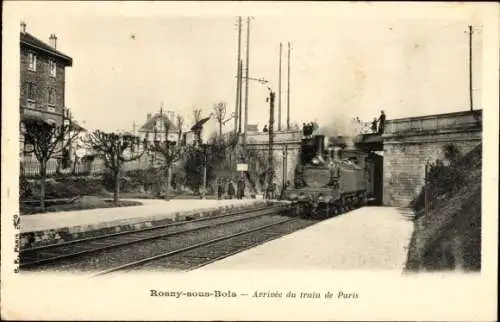 Ak Rosny sous Bois Seine Saint Denis, Arrivee du train de Paris