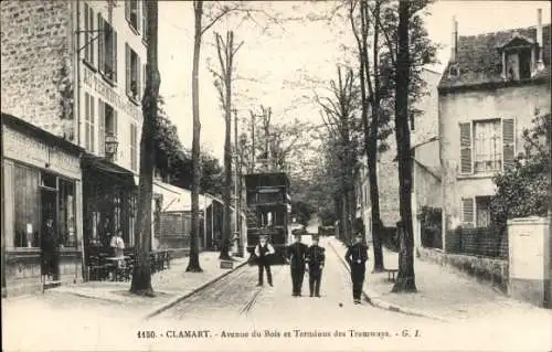 Ak Clamart Hauts de Seine, Avenue du Bois und Straßenbahnhaltestelle