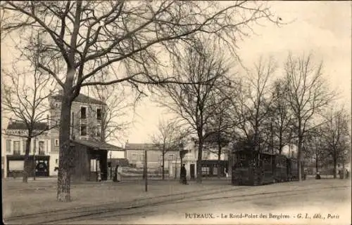 Ak Puteaux Hauts de Seine, Le Rond Point des Bergeres