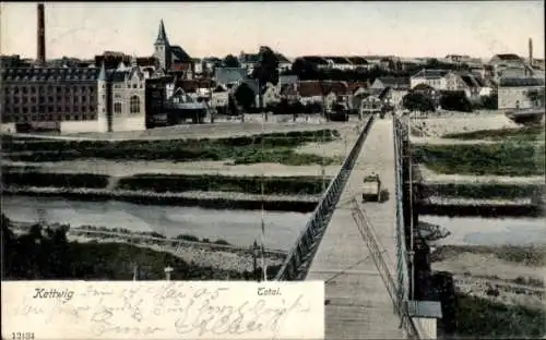 Ak Kettwig Essen im Ruhrgebiet, Gesamtansicht, Brücke