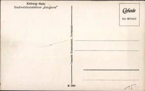 Ak Kettwig Essen im Ruhrgebiet, Stadtwald-Sanatorium Jungborn, Verwaltungsgebäude