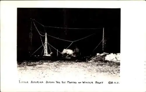 Foto Ak Little America Antarktis, Polarnacht, Byrd Expedition II