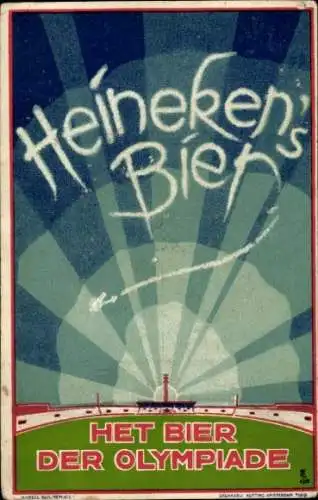 Künstler Ak Heineken Bier, Das Bier der Olympiade, Stadion, Olympische Spiele 1928 Amsterdam