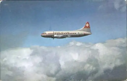 Ak Swissair, Convair Liner, Transatlantic DC-6 B, Passagierflugzeugm HB-IRP