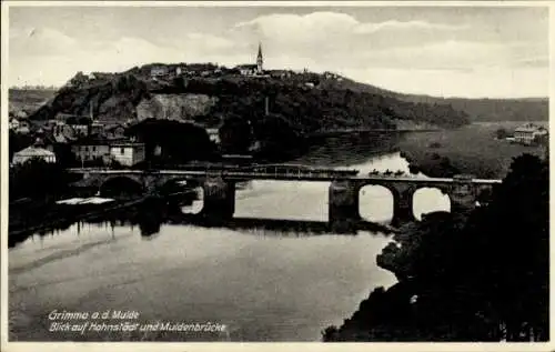 Ak Grimma in Sachsen, Muldenbrücke, Hohnstädt, ausreitende Schwadron