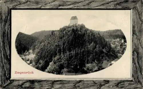 Passepartout Ak Ziegenrück an der Saale Thüringen, Blick auf die Burg