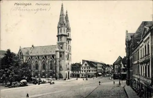 Ak Meiningen in Thüringen, Marktplatz, Stadtkirche