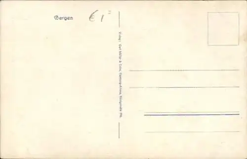 Ak Bergen Norwegen, Blick vom Meer zur Stadt, Panorama