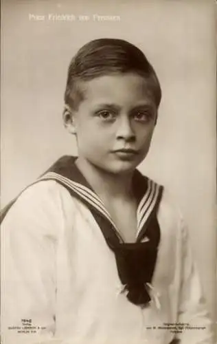 Ak Prinz Friedrich von Preußen, Kinderportrait, Matrosenanzug, Liersch 7946
