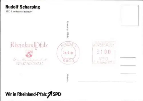 Ak Politiker Rudolf Scharping, Ehemaliger Ministerpräsident von Rheinland-Pfalz, Portrait, Autogramm