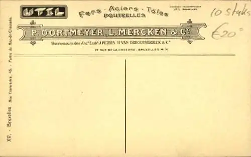 Ak Bruxelles Brüssel, P. Oortmeyer, L. Mercken & Co, Lagerraum