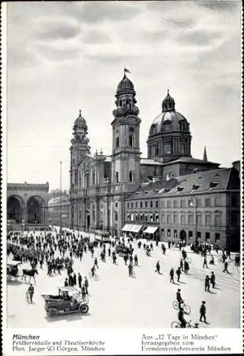 Ak München, Feldherrnhalle, Theatinerkirche, Personen