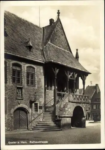 Ak Goslar am Harz, Rathaustreppe