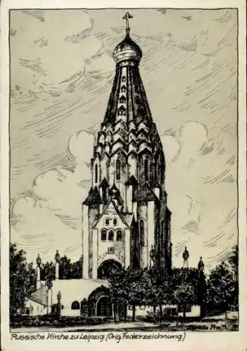 Künstler Ak Preiß, Dorette, Leipzig in Sachsen, Russische Kirche