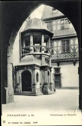 Ak Frankfurt am Main, Römerhof Wendeltreppe