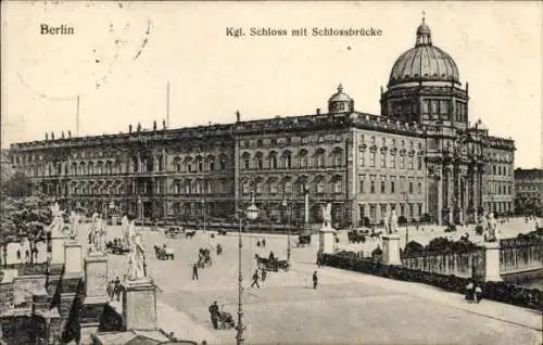 Ak Berlin Mitte, Königliches Schloss, Schlossbrücke