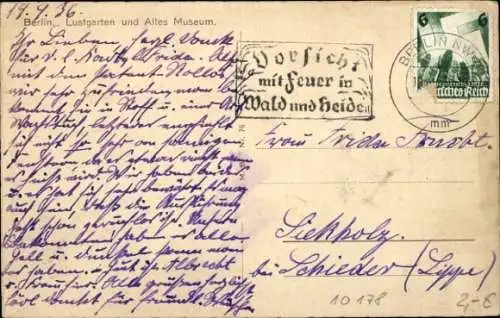 Ak Berlin Mitte, Lustgarten und Altes Museum, Denkmal, Doppeldeckerbus