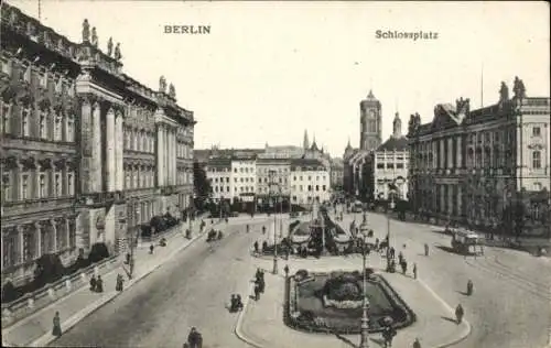 Ak Berlin Mitte, Schlossplatz, Rathaus, Straßenbahn