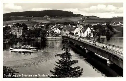 Ak Saalfeld an der Saale Thüringen, Teilansicht, Saaletalsperre, Stausee, Schiff